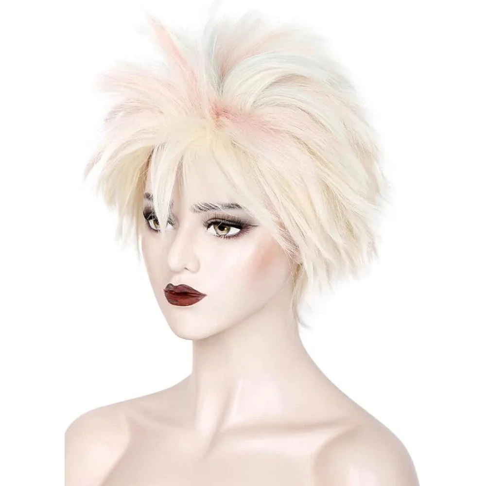 NWT WeKen Weird Barbie Blonde Pink Blue Spiky Wig Sunglasses Cap Costume Set